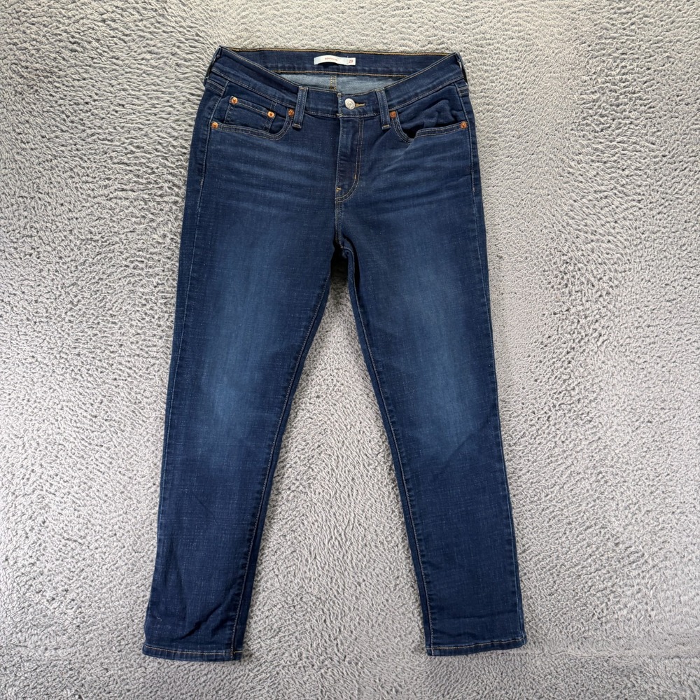Levi's Jeans Womens 29x26 Blue Cotton Denim Boyfriend Faded Whiskered Stretch